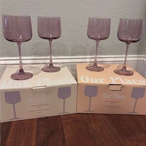 Our Place- Set of 4  Purple Tinted Wine Glass Set